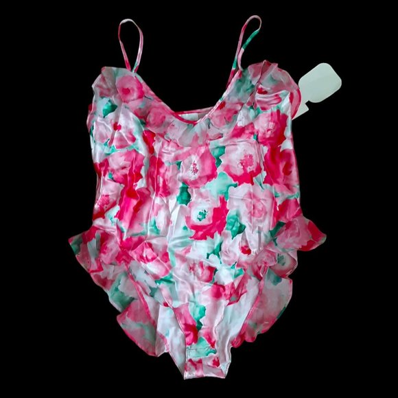 Vintage 80s Inner Most Intimates Sears Pink Teddy Ruffles Medium Made In USA New - Picture 7 of 10